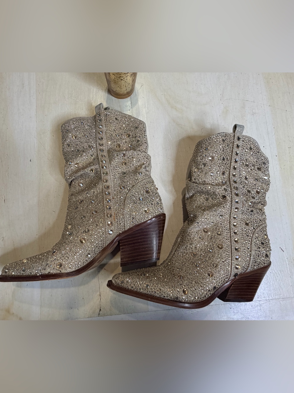 Embellished Gold Jessica Simpson Western Boots - Picture 4 of 8